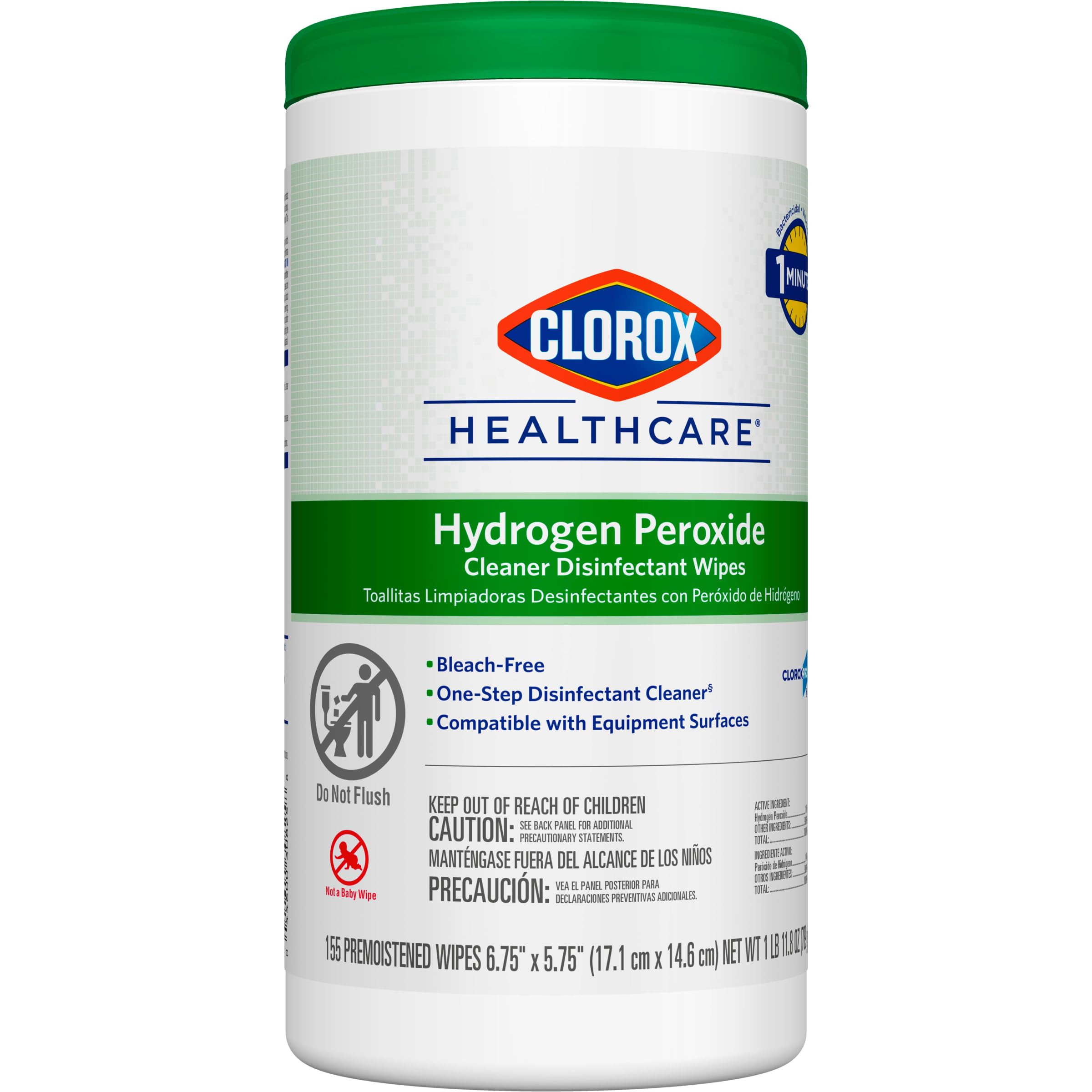 Buy now Clorox Healthcare Hydrogen Peroxide Cleaner Disinfectant Wipes, 6.75" x 5.75", 155 Count, Pack of 6 (Package May Vary) at indiglob india