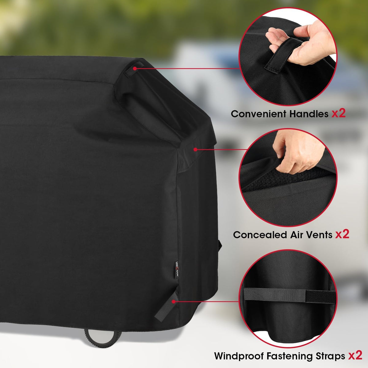 Unicook Heavy Duty Waterproof Grill Cover for Outdoor Grill 65 Inch, Black