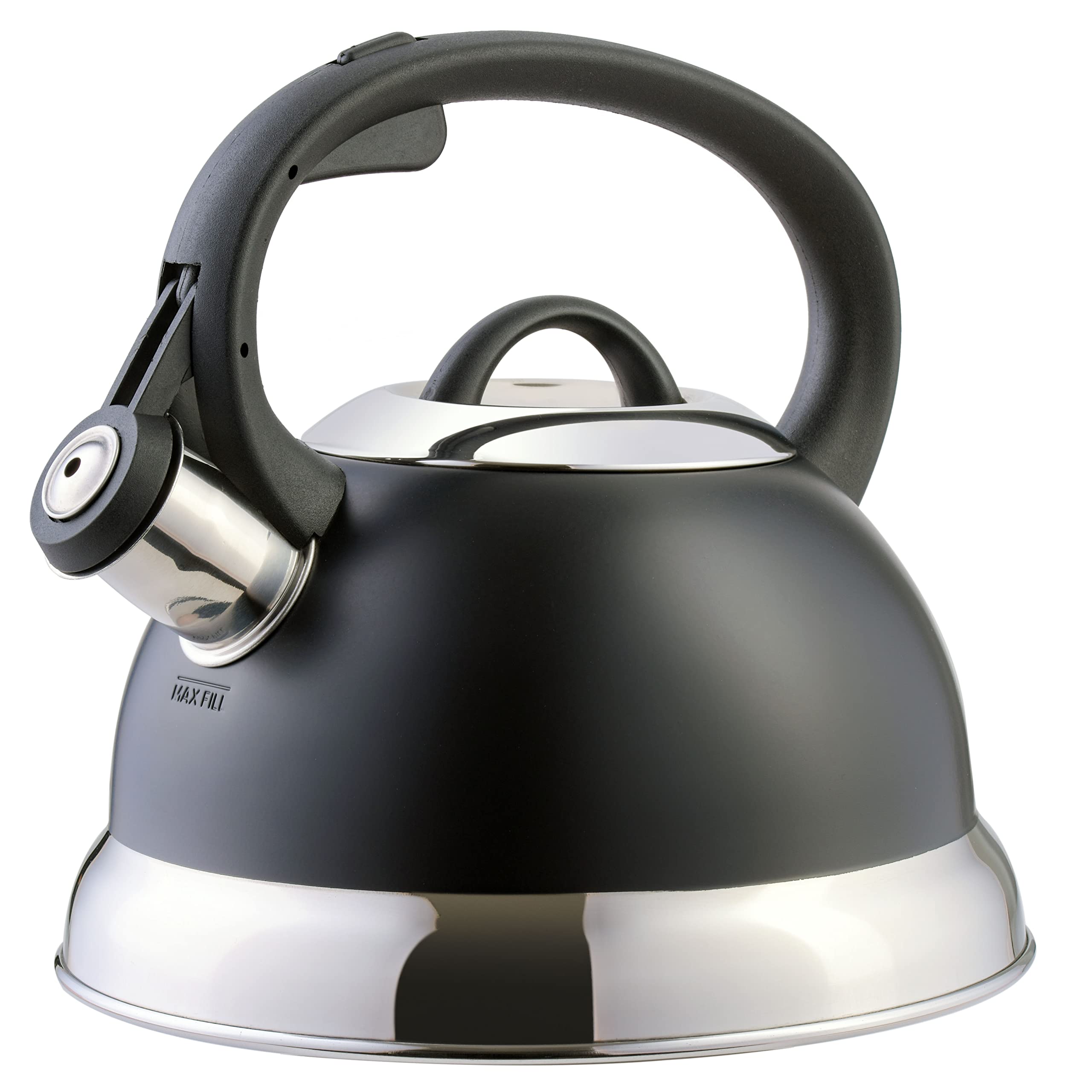 Buy now Mr. Coffee Flintshire 1.75-Quart Stainless Steel Whistling Tea Kettle â€“ Brushed Satin Finish Stove-Top Kettle for Boiling Water 1.8 Quarts Matte Black at indiglob india