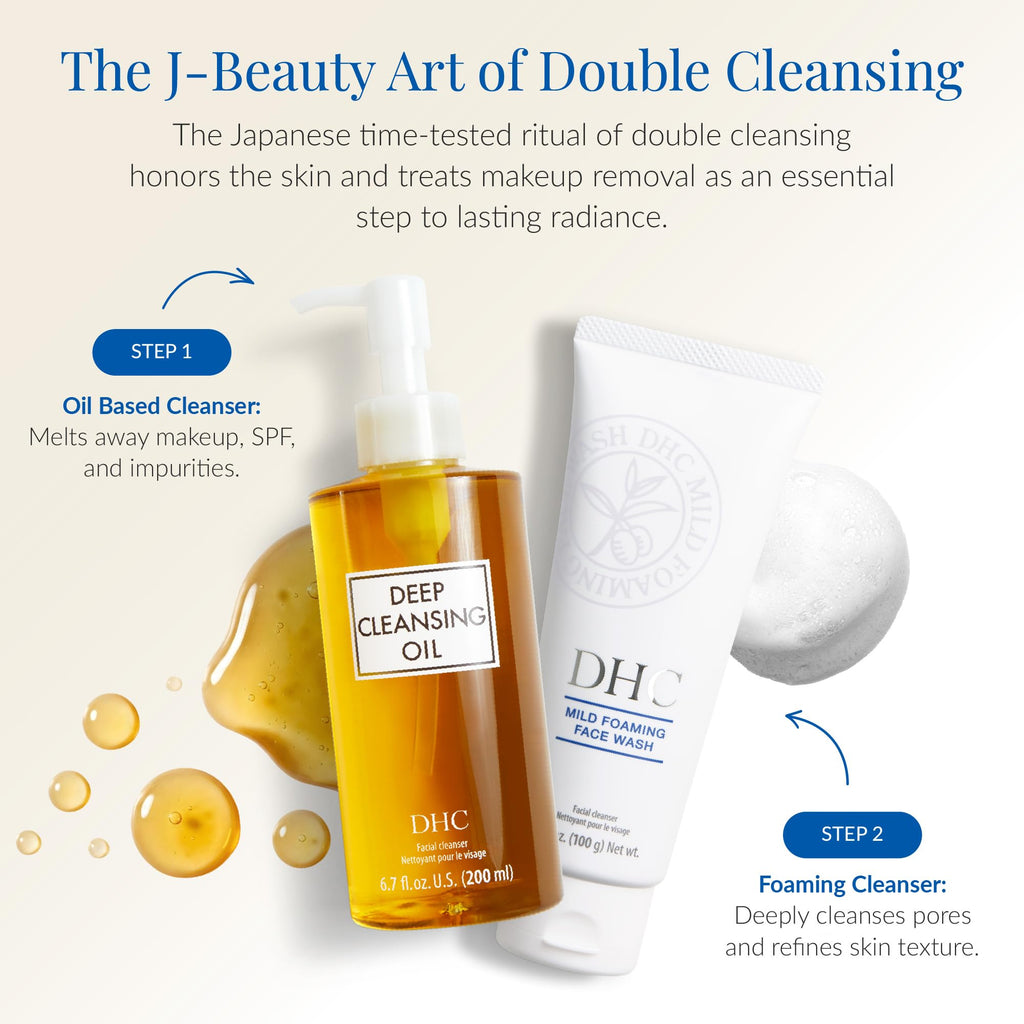 DHC Deep Cleansing Oil, Makeup Remover, Gentle Oil Cleanser, 6.7 oz | Facial Cleansing Oil, Blackhead Remover, Cleanses without Clogging Pores, Residue-Free, Fragrance and Colorant Free