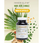 Inner Glow Advanced Hair, Skin & Nails Vitamins – Doctor-Developed Hair Supplement with Biotin, Collagen Peptides, Vitamin D & B12 – Clinically Tested 12-Week Results, Made in USA, Non-GMO