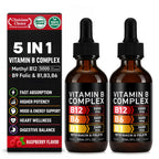 2 Packs Vitamin B12 Complex Drops 5000mcg, 80-Day Supply, Sugar/Gluten Free
