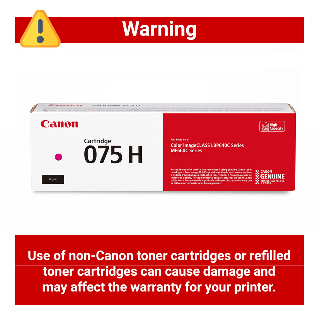 Canon Genuine 075 Magenta High Capacity Toner Cartridge Compatible with MF660 Series and LBP640 Series Laser Printers