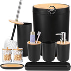 Buy now iMucci 9Pcs Black Bathroom Accessories Set with Trash Can Bathroom Set Black Bathroom Accessories Bathroom Decor at indiglob india