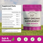 Primal Beef Organ Supplement for Women, Grass-Fed Ancestral Superfood | Supplement With Uterus & Liver, For Hormone Balance & Queen Energy, 60 Capsules