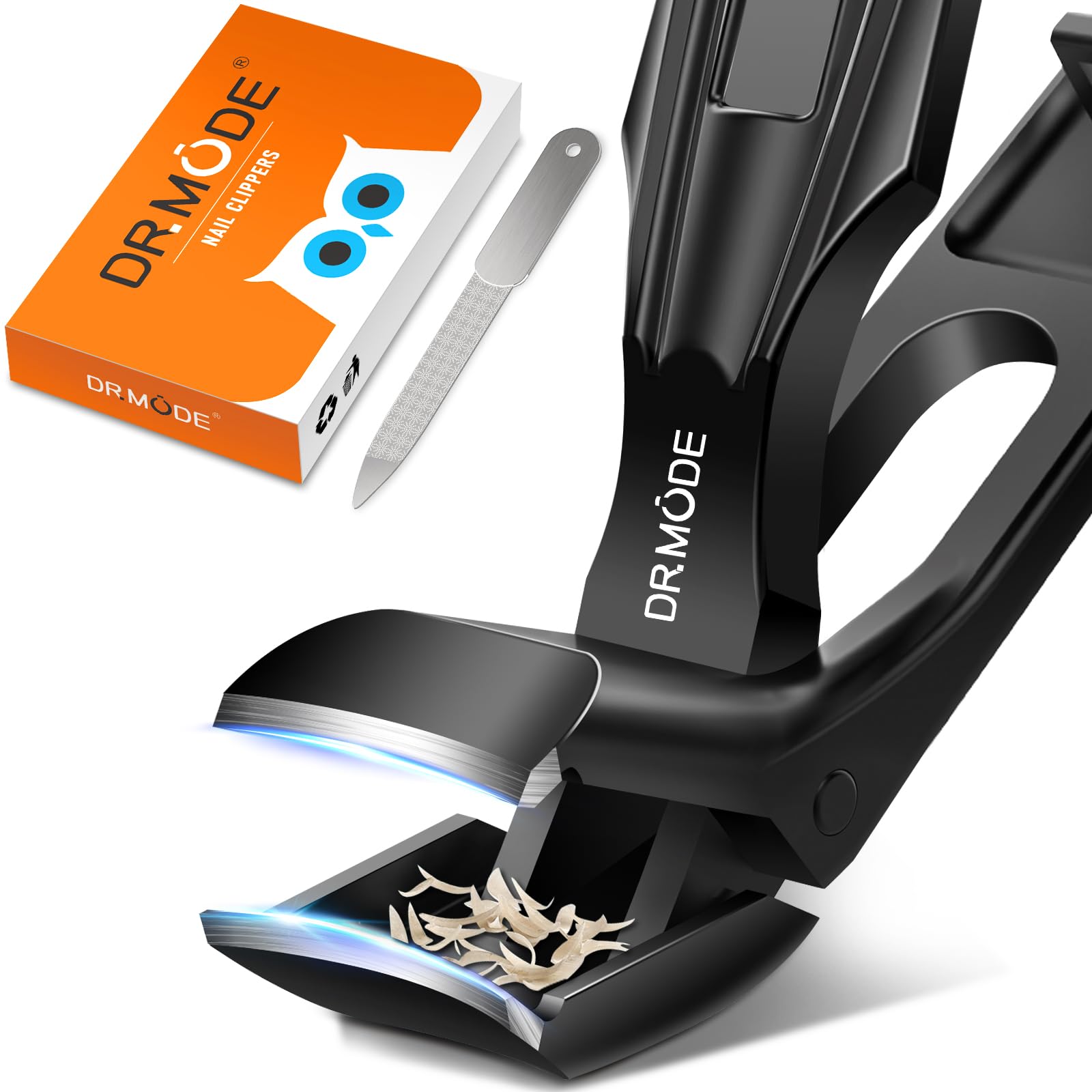 DRMODE Nail Clippers for Thick Nails Angled Head | Toenail Clippers for Thick Toenails Wide Jaw Opening, Sharp Toe Nail Clipper Cutter for Men with Catcher,Large,Heavy Duty