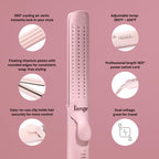 L'ANGE HAIR Le Duo Grande 360° Airflow Styler | Curl & Straighten with One Tool | 5.3" Snag-Free Titanium Plates | Cooling Air Vents to Set Curls | Adjustable Temp & Auto Shut-Off | Blush