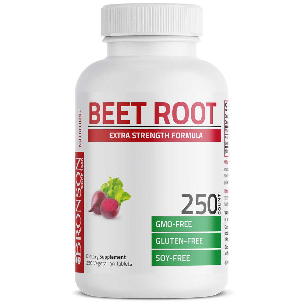 Bronson Beet Root Extra Strength, Non-GMO, 250 Vegetarian Tablets | Gluten-Free, Soy-Free, GMO-Free, Easy To Swallow