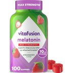 Vitafusion Melatonin Gummies | 10mg | 100 Count | Max Strength Gummy for Adults | Strawberry Flavor | Gluten-Free Supplement