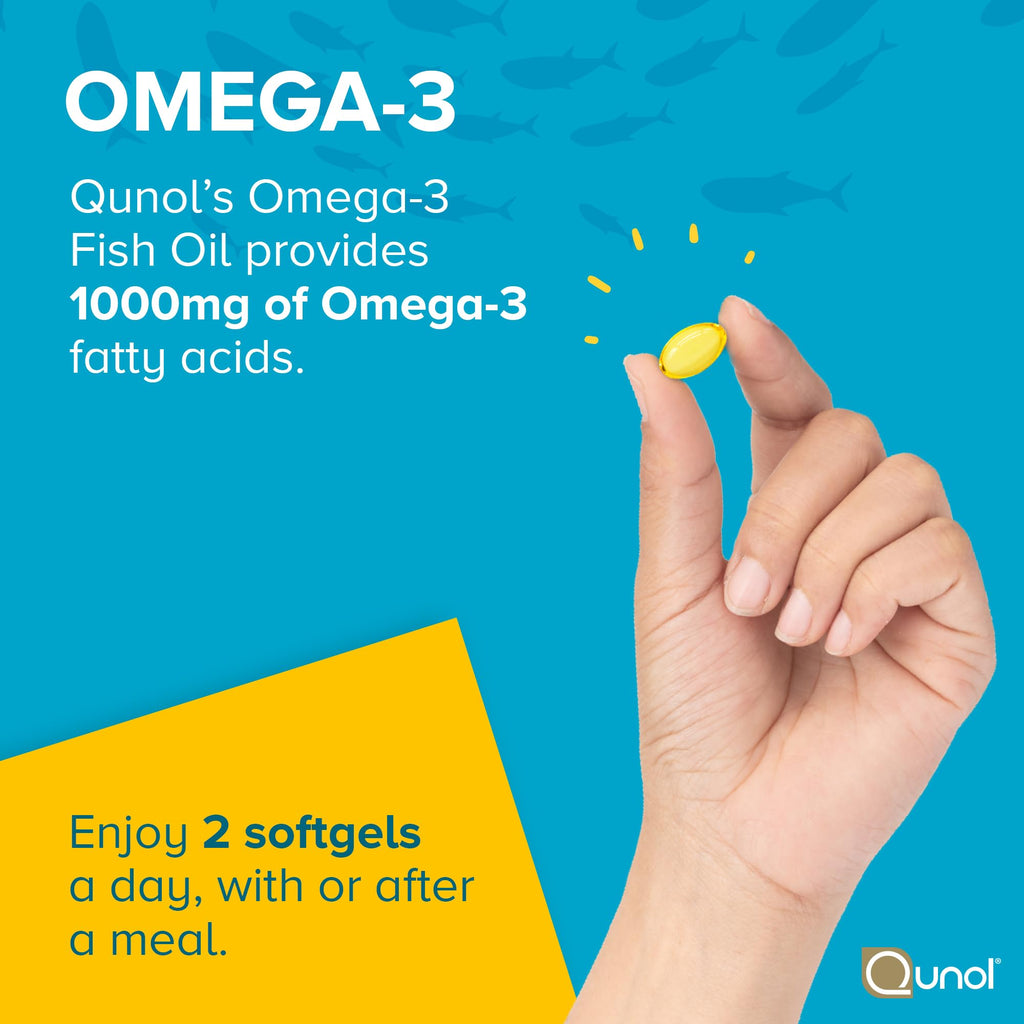 Qunol Ultra Omega-3 Fish Oil Mini Softgels, 1000mg EPA + DHA, 180ct | High Potency, Ultra-Purified Fish Oil, Support Heart Health and Brain Health, Lemon Flavor, Easy to Swallow Minis; Non-GMO