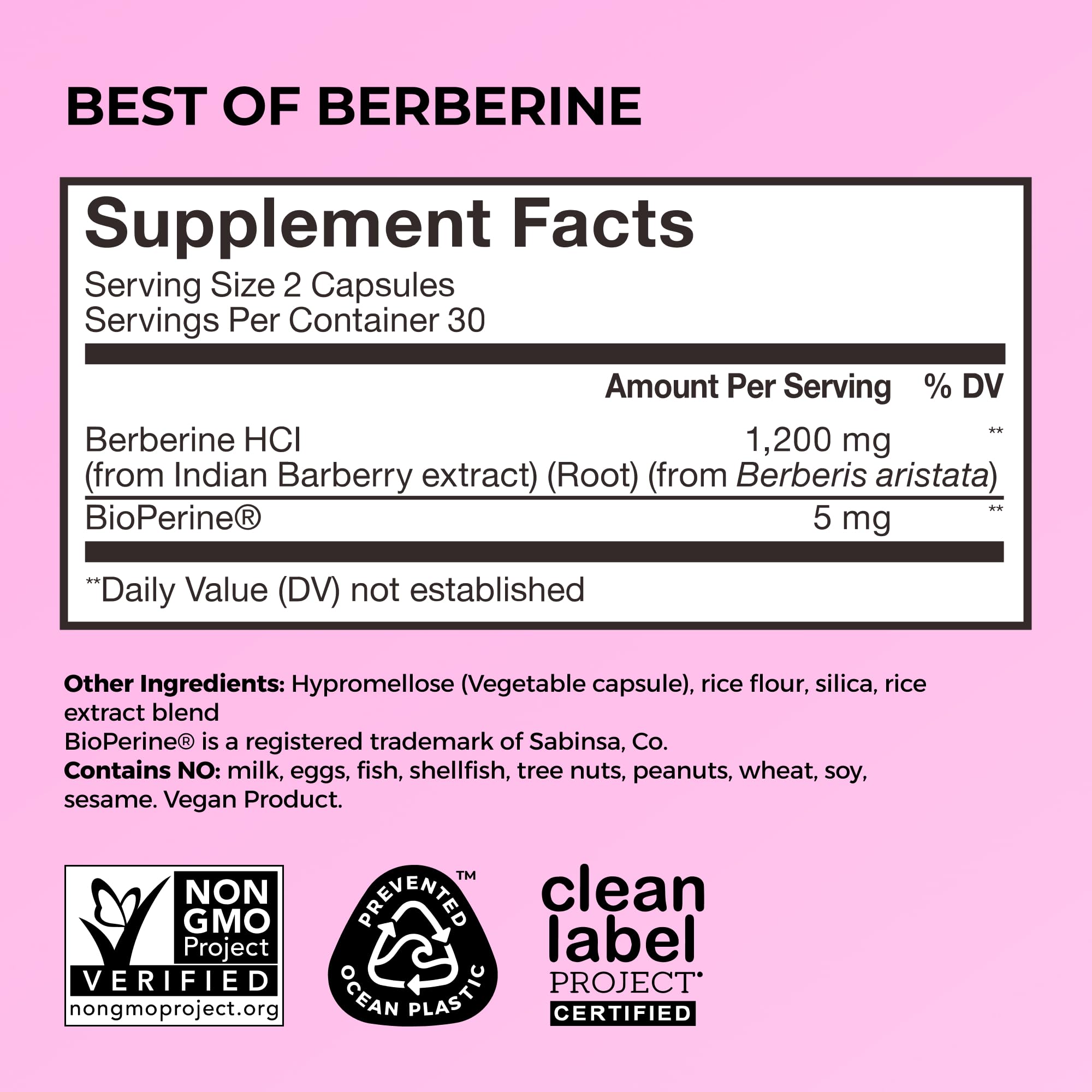 HUM Best of Berberine Supplement 1200mg, Metabolic & Gut Health, 60 Count | BioPerine, High Absorption, 2 Capsules Daily, Vegan, Non-GMO, Gluten Free