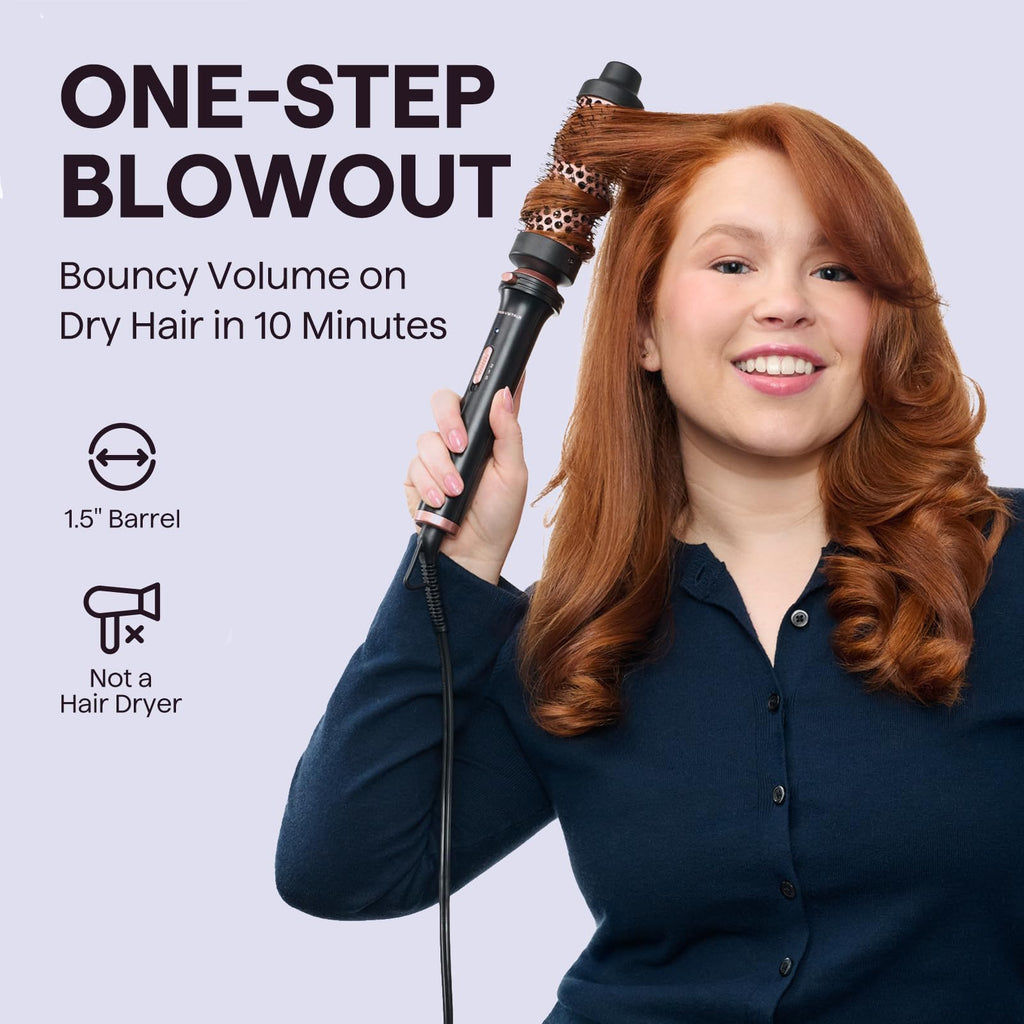 Wavytalk Thermal Brush 1.5" Detachable Heated Round Brush for Blowout Look | Detachable Brush Head Includes Travel Pouch, Create Voluminous Blowout Look, Tourmaline Ceramic, 2 Temp Settings Dual Voltage