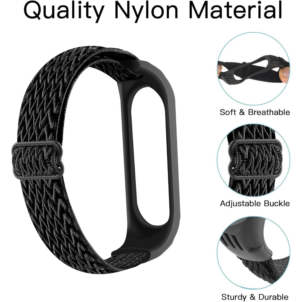 Buy now Adjustable Elastic Nylon Straps Compatible with Xiaomi Mi Band 6/Xiaomi Mi Band 5/Xiaomi Mi Band 4/Xiaomi Mi Band 3, Soft Breathable Sport Replacement Wristband for Women Men (Black) at indiglob india