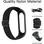 Buy now Adjustable Elastic Nylon Straps Compatible with Xiaomi Mi Band 6/Xiaomi Mi Band 5/Xiaomi Mi Band 4/Xiaomi Mi Band 3, Soft Breathable Sport Replacement Wristband for Women Men (Black) at indiglob india