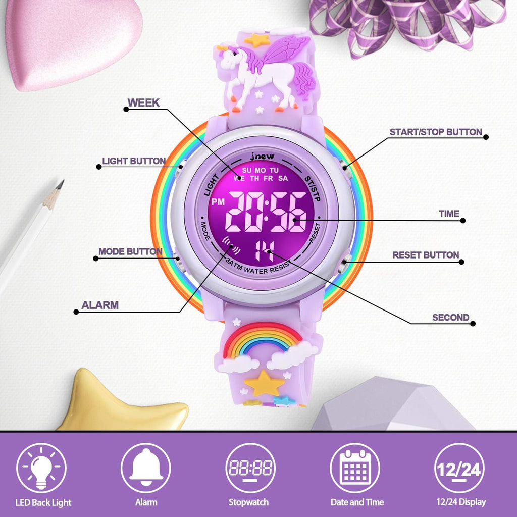Buy now 3D Cartoon Waterproof Watches for Girls with Alarm - Best Toys Gifts for Girls Age 3-12 at indiglob india