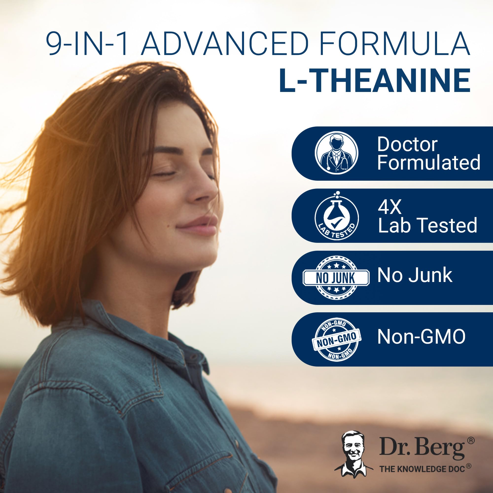 Dr. Berg 600 mg L-Theanine Adrenal Support - 90 Capsules with Ashwagandha & L-Tyrosine, Zinc & Manganese - Advanced 9-in-1 Adaptogen & Mineral Formula - No Fillers*