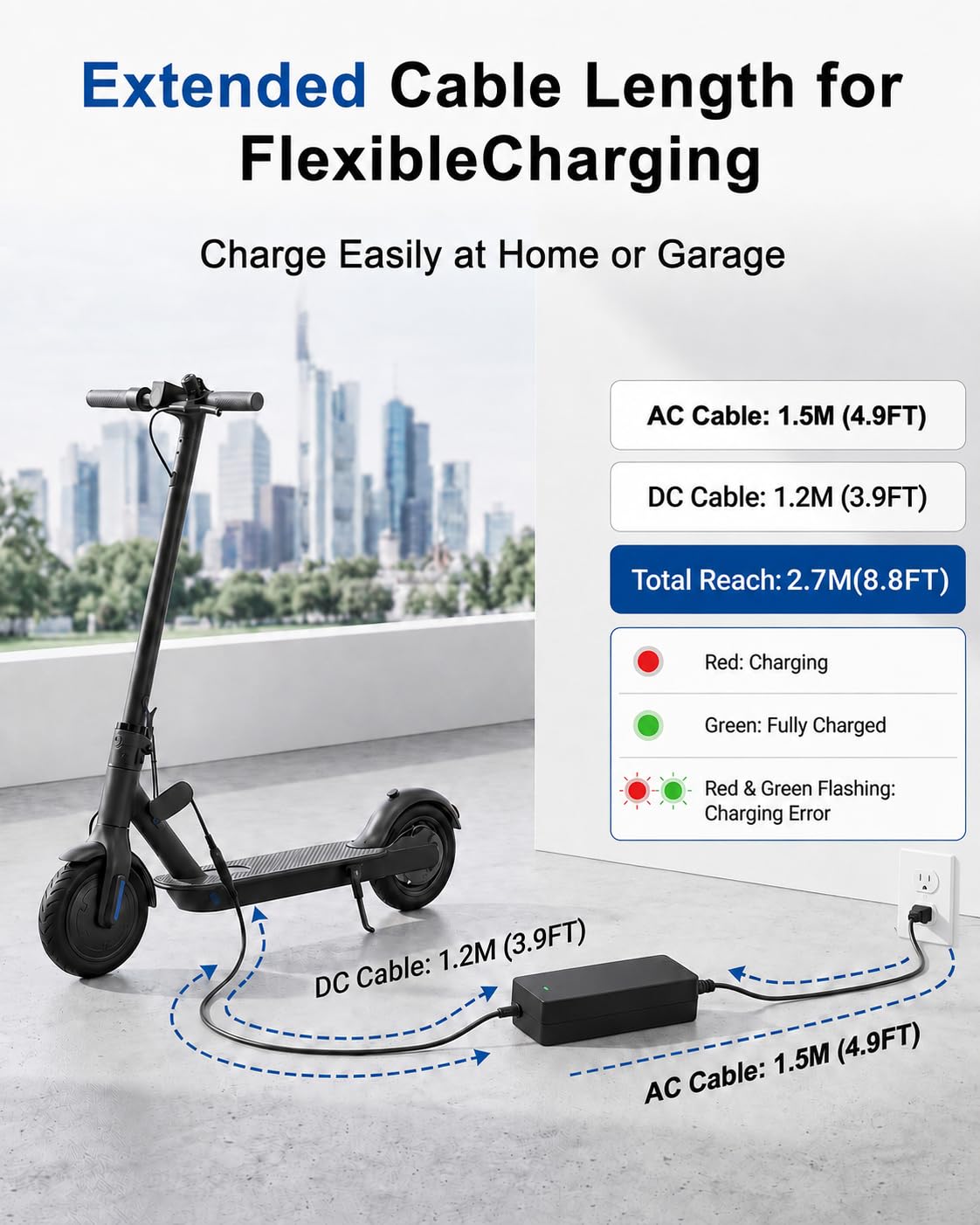 VHBW 42V 2A Charger Compatible with Segway Ninebot Electric Scooter