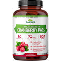 Zazzee Cranberry PACs 72 mg per Capsule, 50:1 Extract, 60 Vegan Capsules | 2X Strength, 2 Month Supply, Fast-Acting, Effective Urinary Tract & Bladder Support, 100% Soluble PACs, Made in the USA