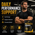 Performance Gummies, 6000mg Advanced Formula with Shilajit, Maca, Ashwagandha, Panax Ginseng, Saffron & L-Arginine, Energy, Stamina & Vitality Support, Chocolate Flavor, 60 Count
