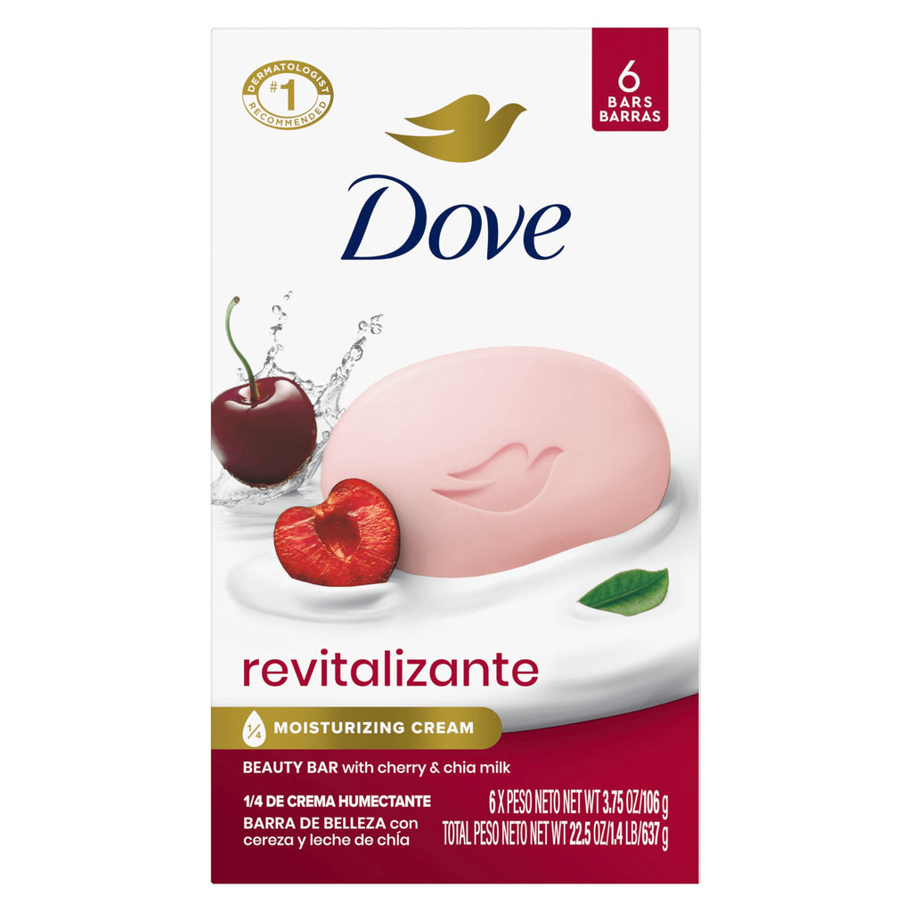 Dove Rebalancing Beauty Bar Soap 6 Count, White Peach & Rice Milk, 3.75 oz | Plant-based beauty bar with white peach and rice milk for soft, moisturized skin