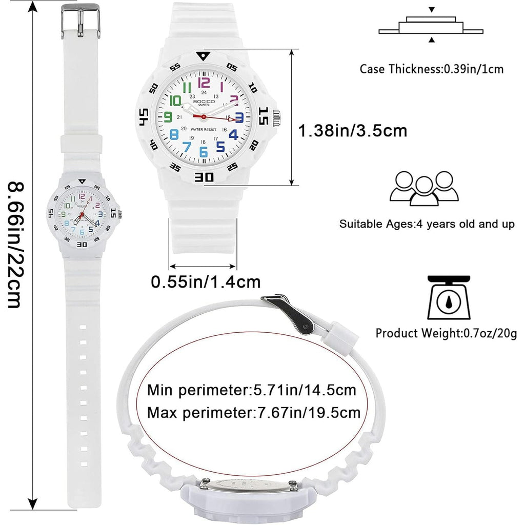 Buy now SOCICO Children Analog Watch for Boys Girls Waterproof Time Teaching Watch with Soft Band, Learning Time Wrist Watch Easy to Read Christmas Gifts for Kids Ages 3-12 Great Gifts at indiglob india