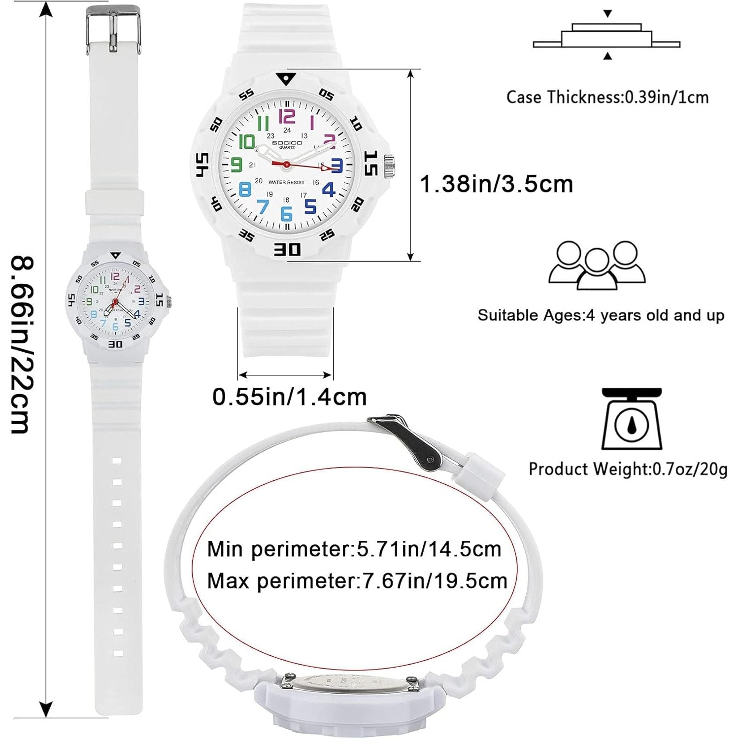 Buy now SOCICO Children Analog Watch for Boys Girls Waterproof Time Teaching Watch with Soft Band, Learning Time Wrist Watch Easy to Read Christmas Gifts for Kids Ages 3-12 Great Gifts at indiglob india