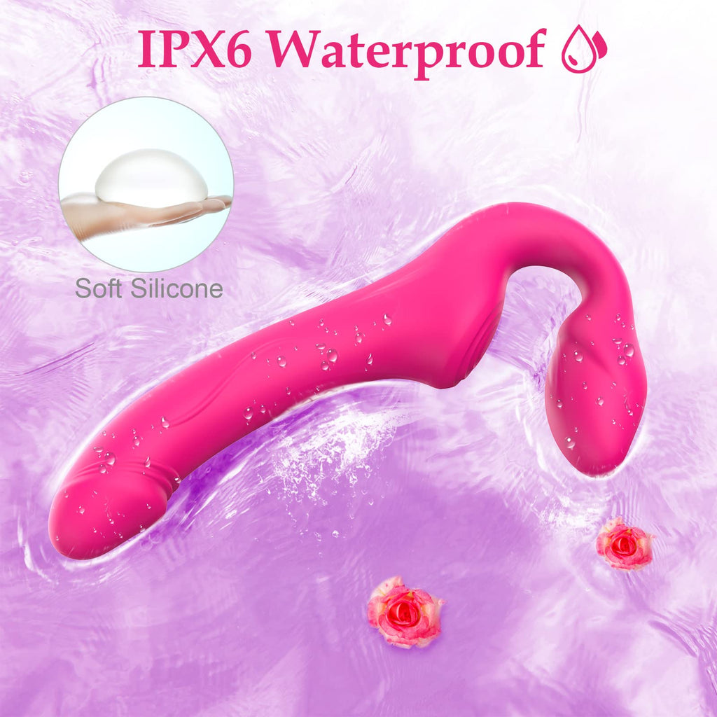 Strapless Strap-On Double-Ended Dildo with 10 Modes & Remote Control, Anti-Slip Silicone Realistic G-Spot Anal Dildo Vibrator Vibrating Butt Plug, Adult Sex Toys for Women Lesbian Couples S&M Whips