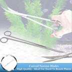 12" Stainless Steel Aquarium Scissors, Curved Long Aquatic Plant Trimming Scissors for Aquascaping, Fish Tank & Terrarium Maintenance in Fresh & Salt Water (Silver)