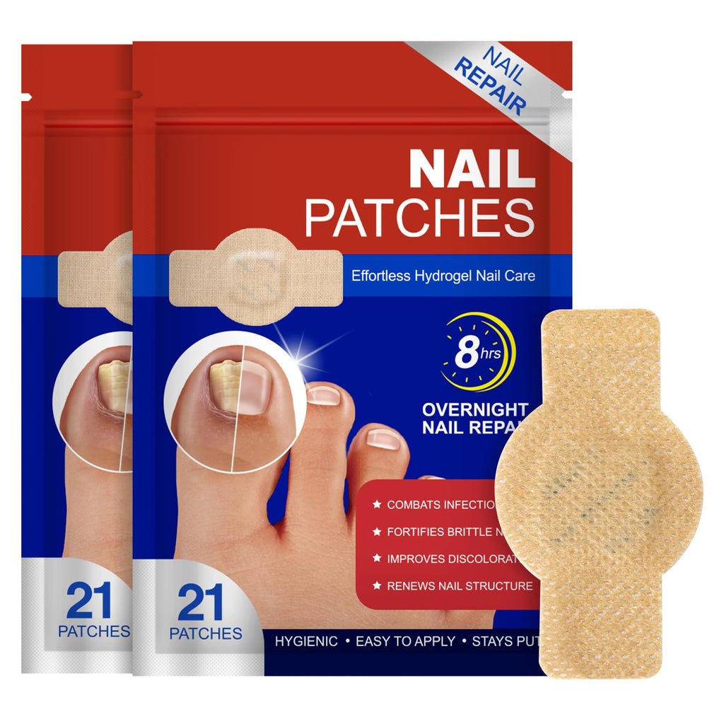 Nail Patches 21 PCS, Toenail Treatment Extra Strength 8-Hour Overnight Nail Fast Acting Repair Effortless Hydrogel Nail Care and Repair for Damaged Nails Overnight Renewal for Men and Women