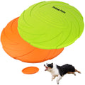 PrimePets Dog Flying Disc, 2 Pack, 7 Inch, Durable Dog Toys, Natural Rubber Floating Flying Saucer for Water Pool Beach, Orange and Green