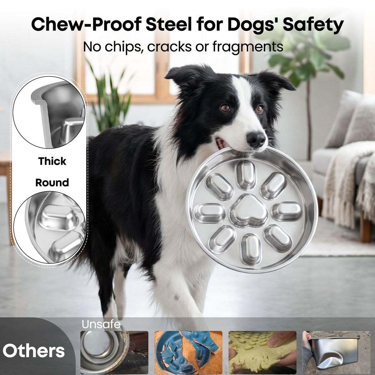 Elevated Slow Feeder Dog Bowls 2 Cups for 15-60 LBS Breed Puppy
