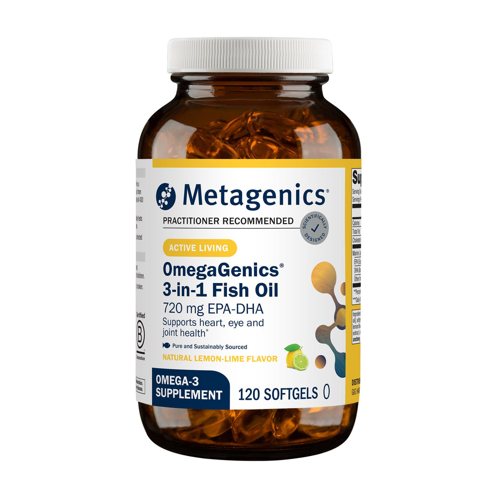 Metagenics OmegaGenics Fish Oil EPA-DHA 720 mg, 60 Softgels | High Potency Omega-3 Supplement, Supports Heart, Joint, Brain and Immune Health, Sustainably Sourced, Purity-Tested Fish Oil