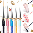 Beetles Gel Polish Nail Art Liner Brushes 5Pcs Painting Art Design Pen Set | Diamond Application Rhinestone Handle Dotting Drawing Sizes 5 7 9 11 20mm Nail Design Gift for Women