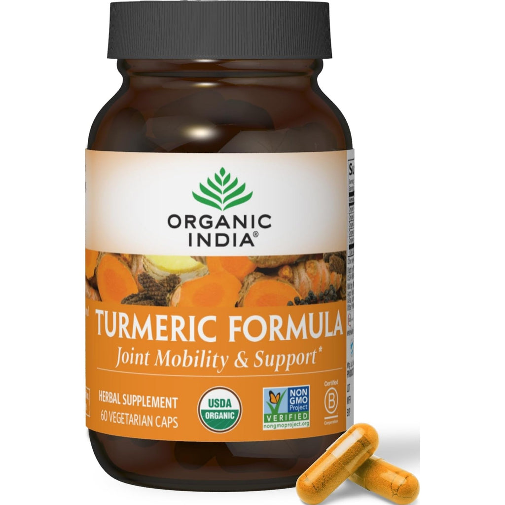 ORGANIC INDIA Turmeric Curcumin with Black Pepper - Organic Turmeric Supplement and Curcumin Supplement, Turmeric Capsules, Joint Support & Immune System Support, Whole Root, Trikatu - 180 Capsules