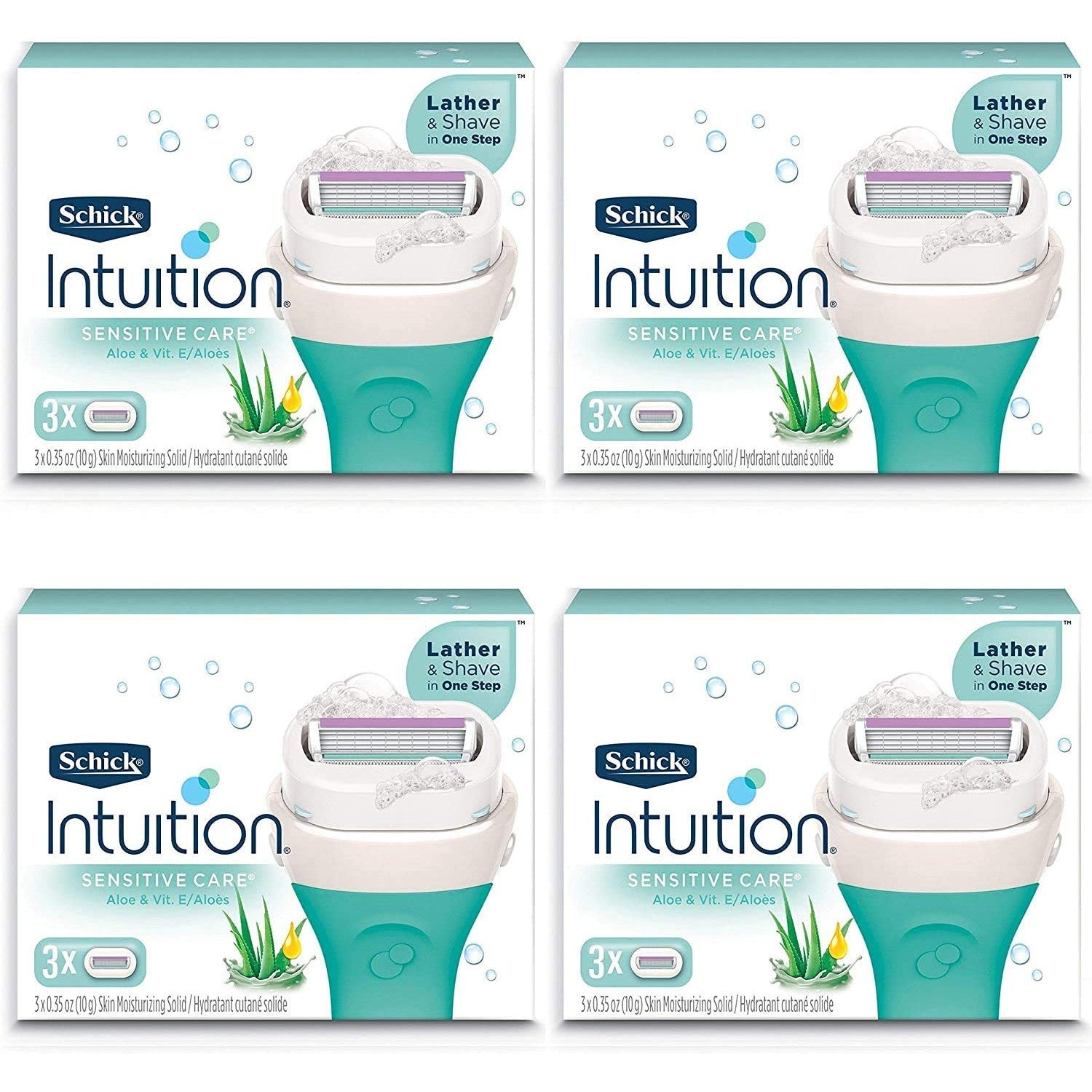 Schick Intuition Pure Nourishment Womens Razor Refills with Coconut Milk and Almond Oil, 3 Count (Pack of 4) | Pack of 4, Coconut Milk, Almond Oil