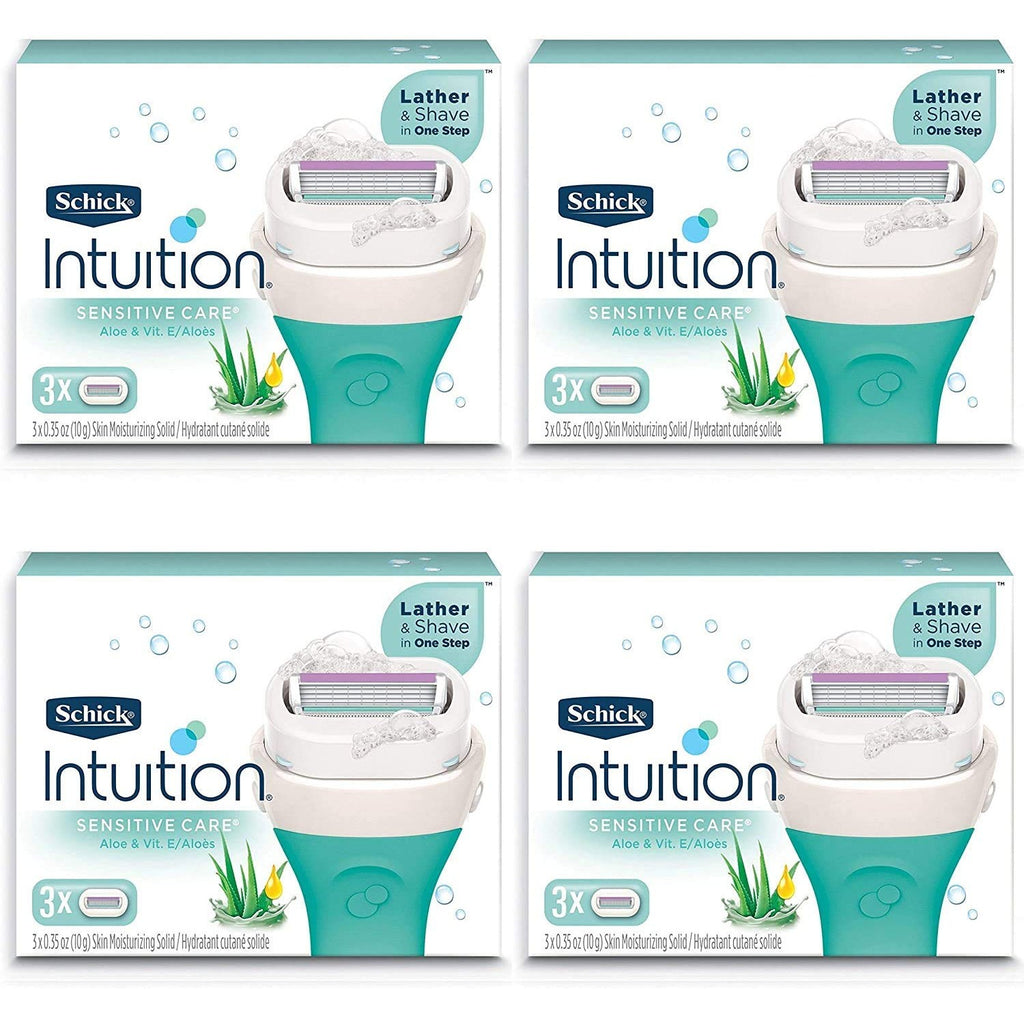 Schick Intuition Pure Nourishment Womens Razor Refills with Coconut Milk and Almond Oil, 3 Count (Pack of 4) | Pack of 4, Coconut Milk, Almond Oil