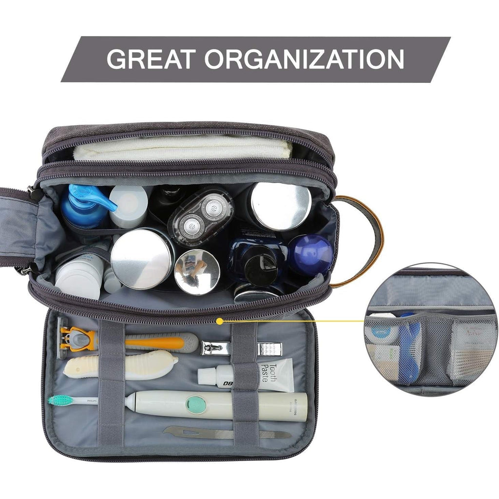 Buy now BAGSMART Toiletry Bag for Men, Canvas Travel Toiletry Organizer Dopp Kit Water-resistant Shaving Bag for Toiletries Accessories,Grey-Medium at indiglob india