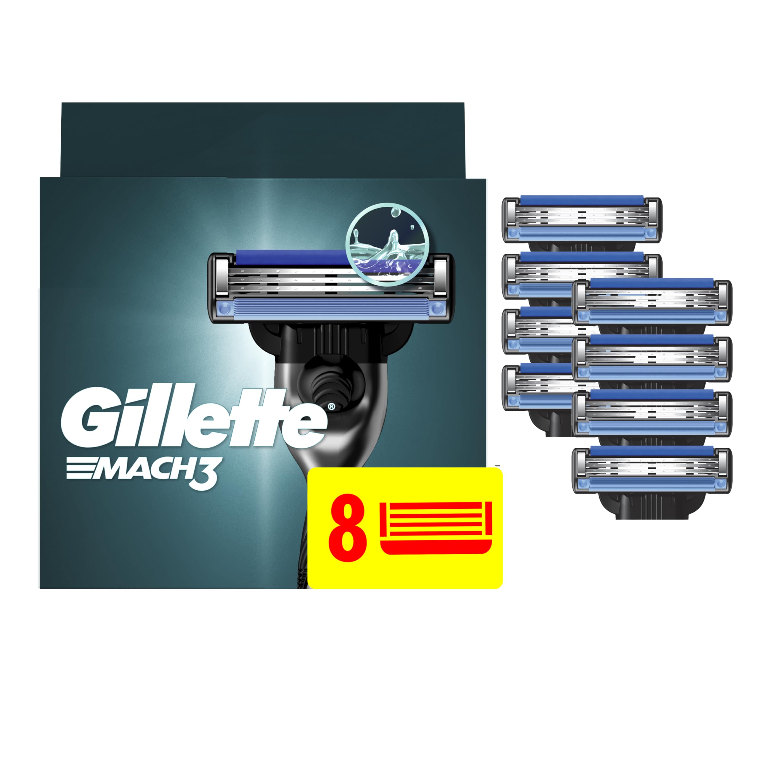Gillette Mach3 Razor Refills for Men, 12 Razor Blade Refills