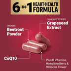 Force Factor Total Beets Ultimate Heart Health 1800mg Beet Root Capsules | Blood Pressure Support Supplement with CoQ10 for Nitric Oxide & Blood Flow with Grapeseed, Hawthorn Berry, 90 Capsules
