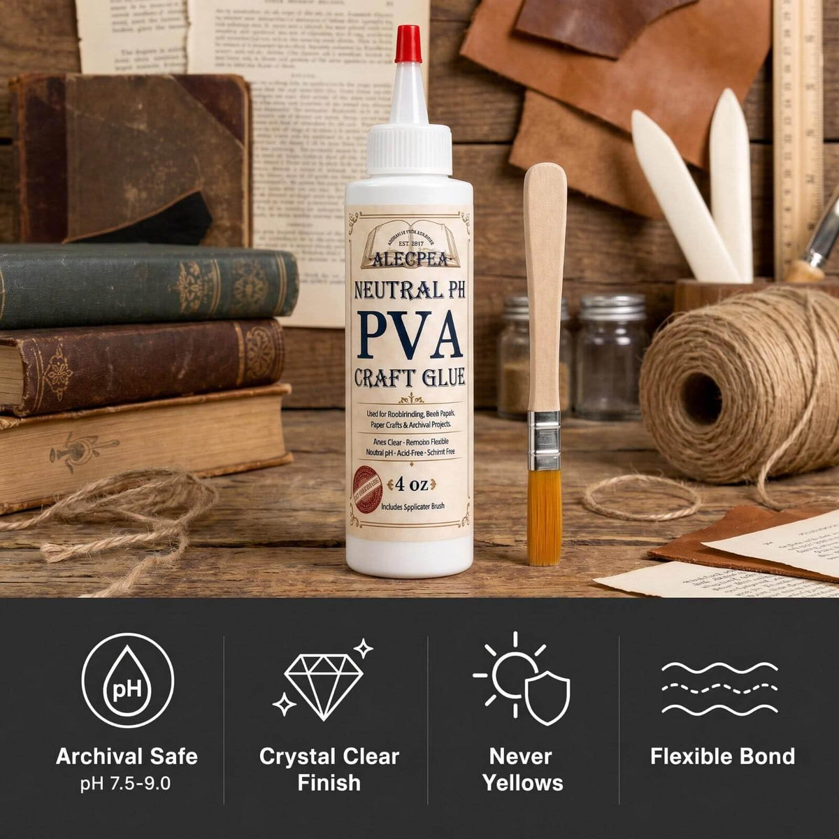 ALECPEA PVA Glue 4 oz for Crafts and Paper Projects