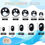 Ecavria [400PCS] Safety Eyes for Amigurumi, 8-16mm Black Crochet Eyes with Washers, Oval &Round Craft Eyes, Kawaii Doll Eyes for Crochet Toys Stuffed Animals
