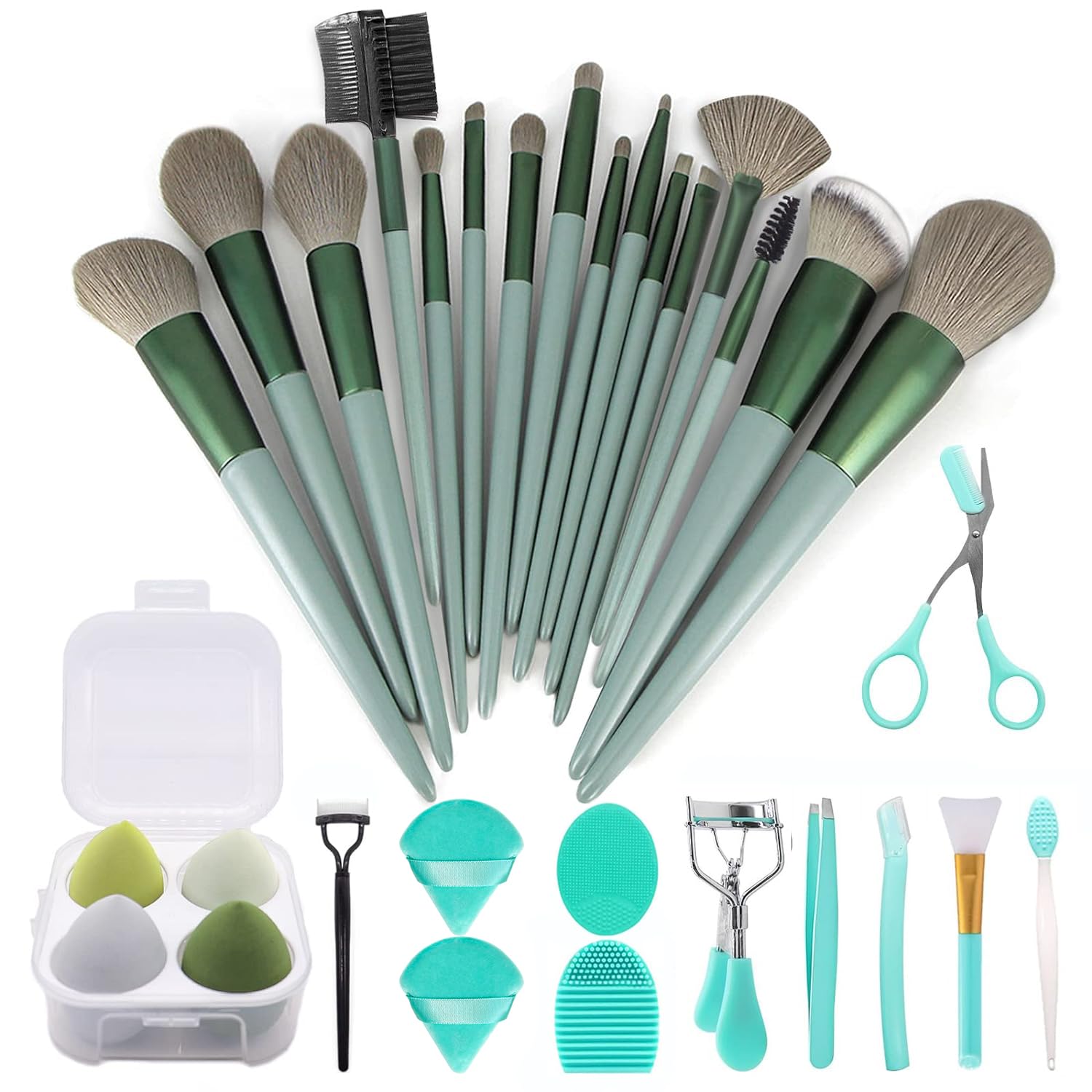 Buy now Makeup Brushes 22 Pcs Makeup Kit,Foundation Brush Eyeshadow Brush Make up Brushes Set (Green, 22 Piece Set) 30 Piece Set Large Green at indiglob india