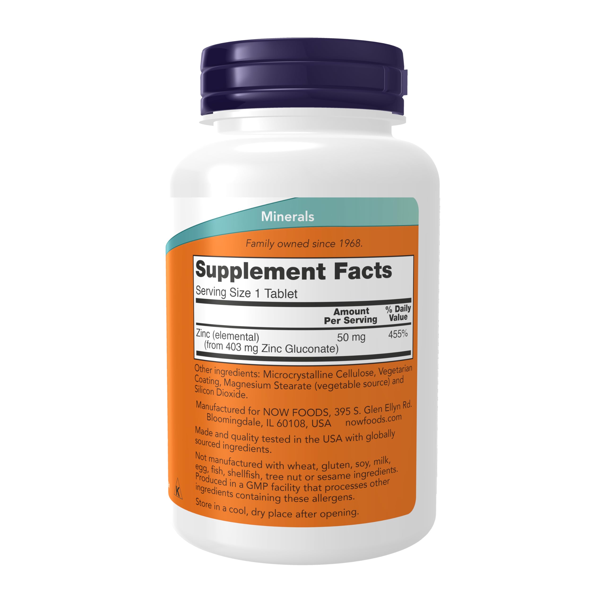 NOW Foods Supplements, Zinc (Zinc Gluconate) 50 mg, Supports Enzyme Functions*, Immune Support*, 250 Tablets