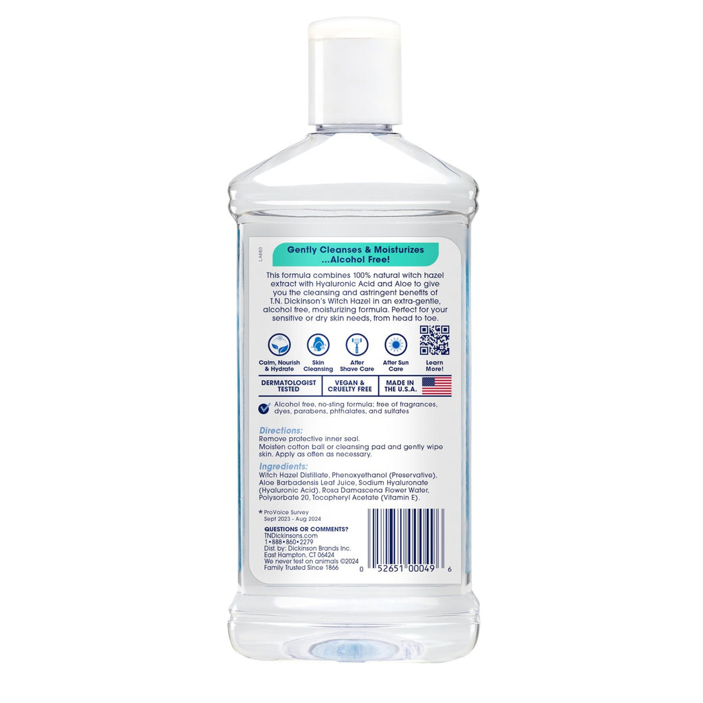 T.N. Dickinson's Witch Hazel Moisturizing Astringent | Alcohol Free | 16 Oz | 100% Natural Witch Hazel Calms, Nourishes & Hydrates Skin; for Face & Body
