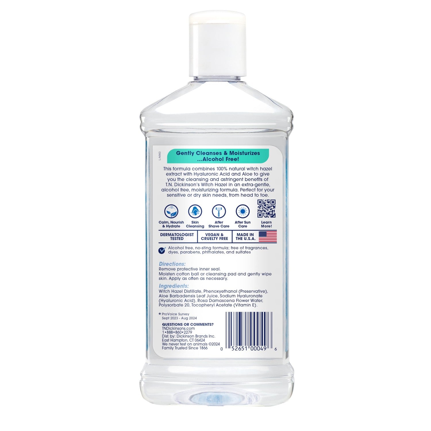T.N. Dickinson's Witch Hazel Moisturizing Astringent | Alcohol Free | 16 Oz | 100% Natural Witch Hazel Calms, Nourishes & Hydrates Skin; for Face & Body
