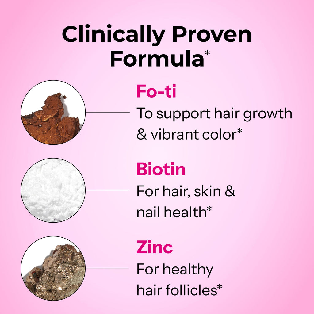 HUM Hair Strong Gummies Biotin, Zinc & Vitamin B12, Hair Growth, 60 Count | Folic Acid, Fo-Ti Root Extract, Biotin & Zinc, Vegan Strawberry Gummies, 3-Month Supply, Non-GMO