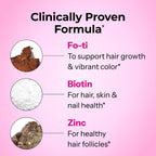 HUM Hair Strong Gummies Biotin, Zinc & Vitamin B12, Hair Growth, 60 Count | Folic Acid, Fo-Ti Root Extract, Biotin & Zinc, Vegan Strawberry Gummies, 3-Month Supply, Non-GMO