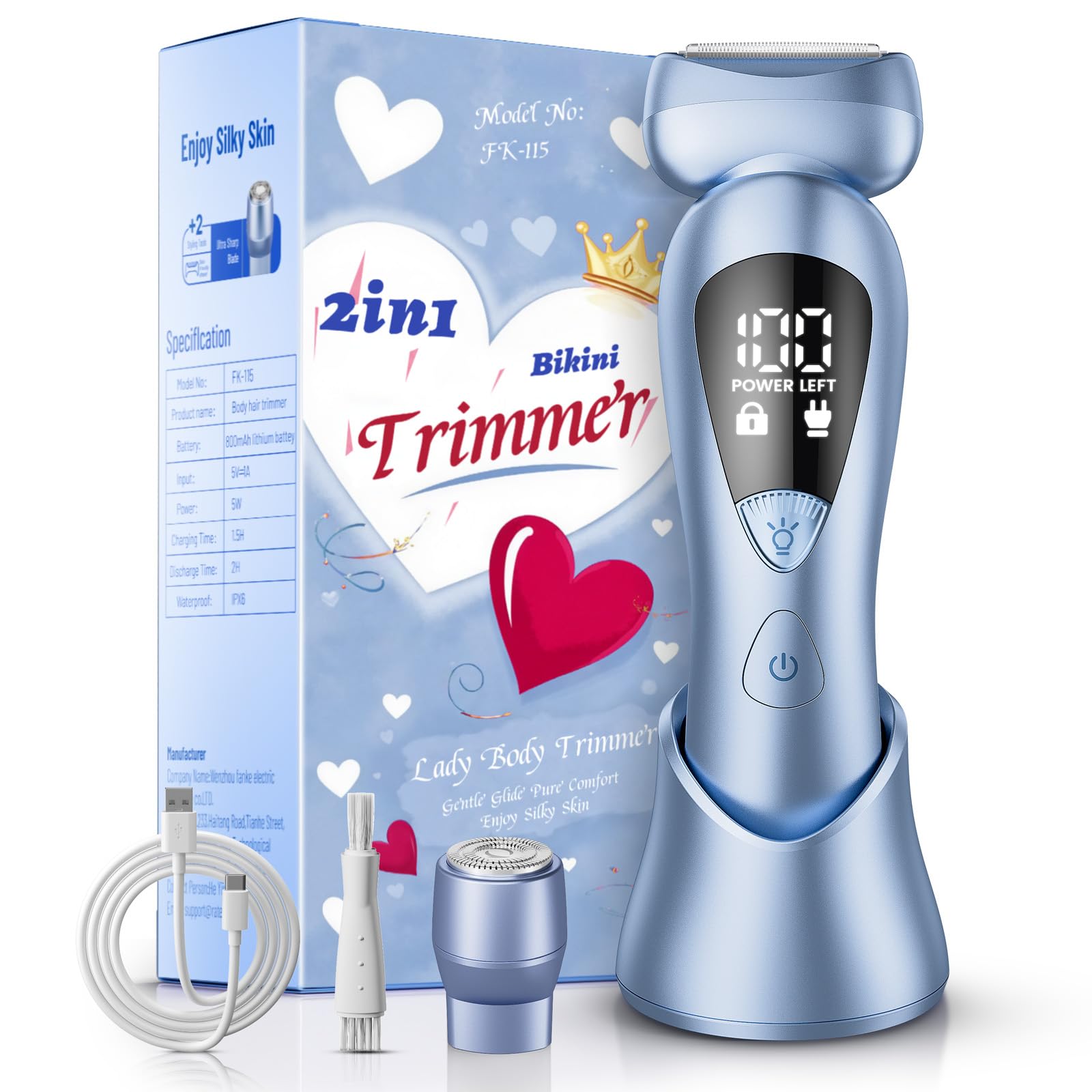 rategist Cordless Electric Razor for Women: IPX7 & LED Display | 3-in-1 for Face/Underarm/Leg - Rechargeable & Painless Bikini Trimmer - Waterproof & Lightweight Travel Design