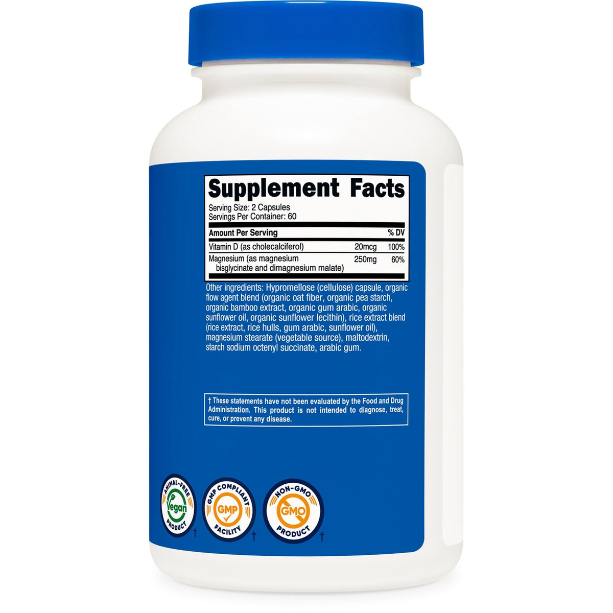Nutricost Magnesium Glycinate + Malate (250mg) 120 Caps, High Absorption