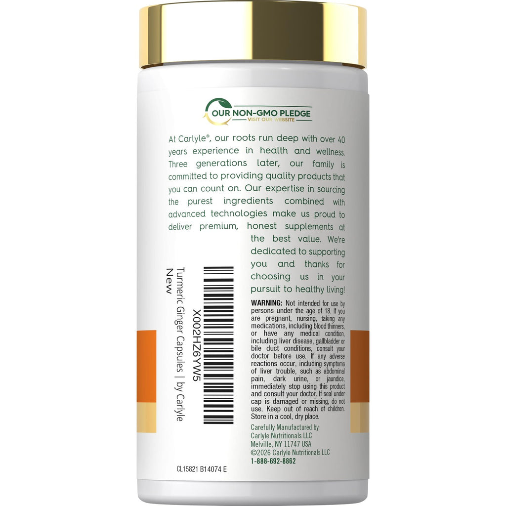 Carlyle Turmeric and Ginger Supplement | 120 Softgel Capsules